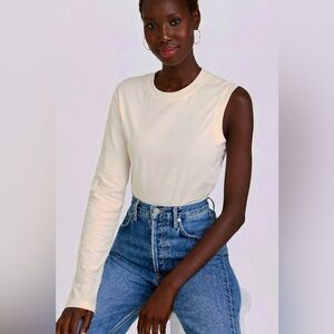 Agolde Cream asimetric T-Shirt